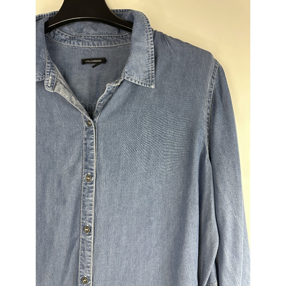Stella Carakasi Prime Time Tunic in Denim Blue Laglenlook LS Button Up Size XL - Picture 5 of 16